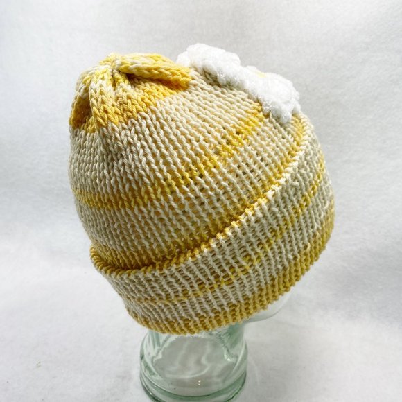 Crochet & Knit Wide Cuff Daisy Beanie OS - Picture 5 of 11